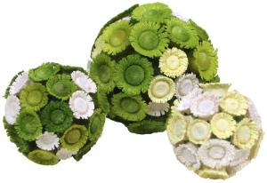 Flade 3 Blütenkugeln  (Flade 3233) 3 Blütenkugeln in verschieden Größe und unterschiedlichen Grüntönen